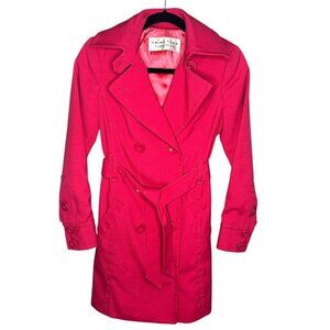 Trina Turk Trench Coat Double-Breasted Pockets Hot Pink‎ Career Glam Size XS